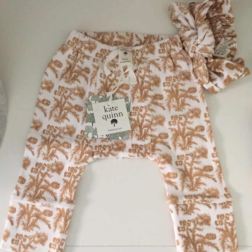 Kate Quinn Panda Pant & Headband in Thistle print NWT